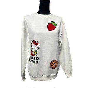 HELLO KITTY WHITE CREWNECK SWEATSHIRT PREPPY LIGHT SWEATER RELAX XSM